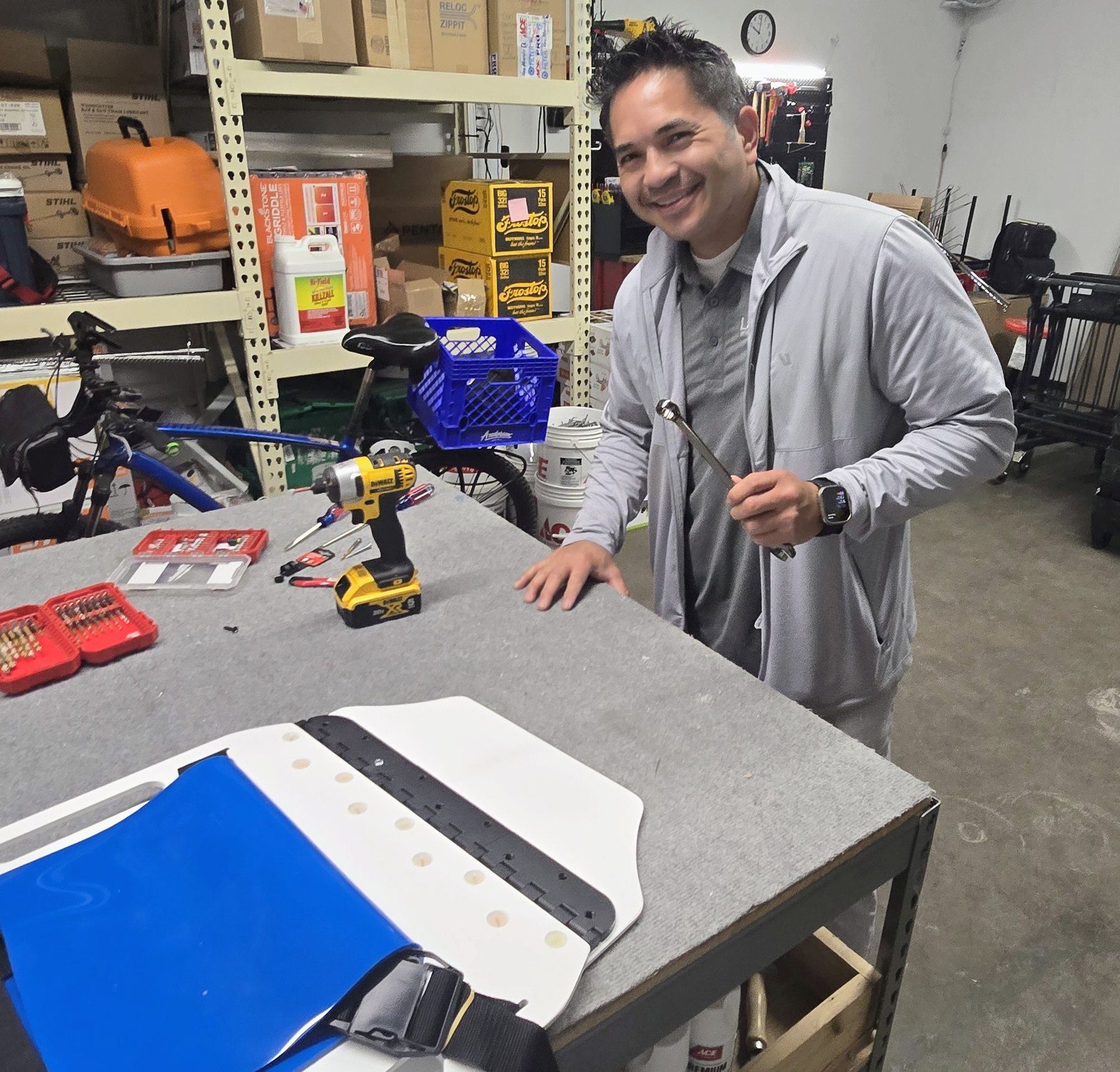 KyphoLift board during assembly in the workshop