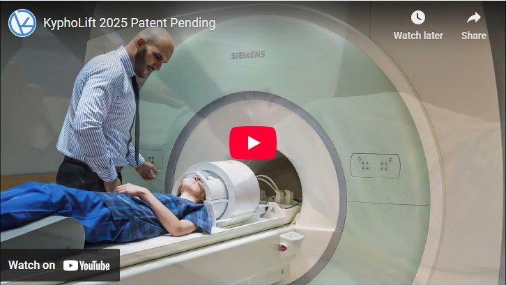 KyphoLift strapped on an MRI table, ready for the coil